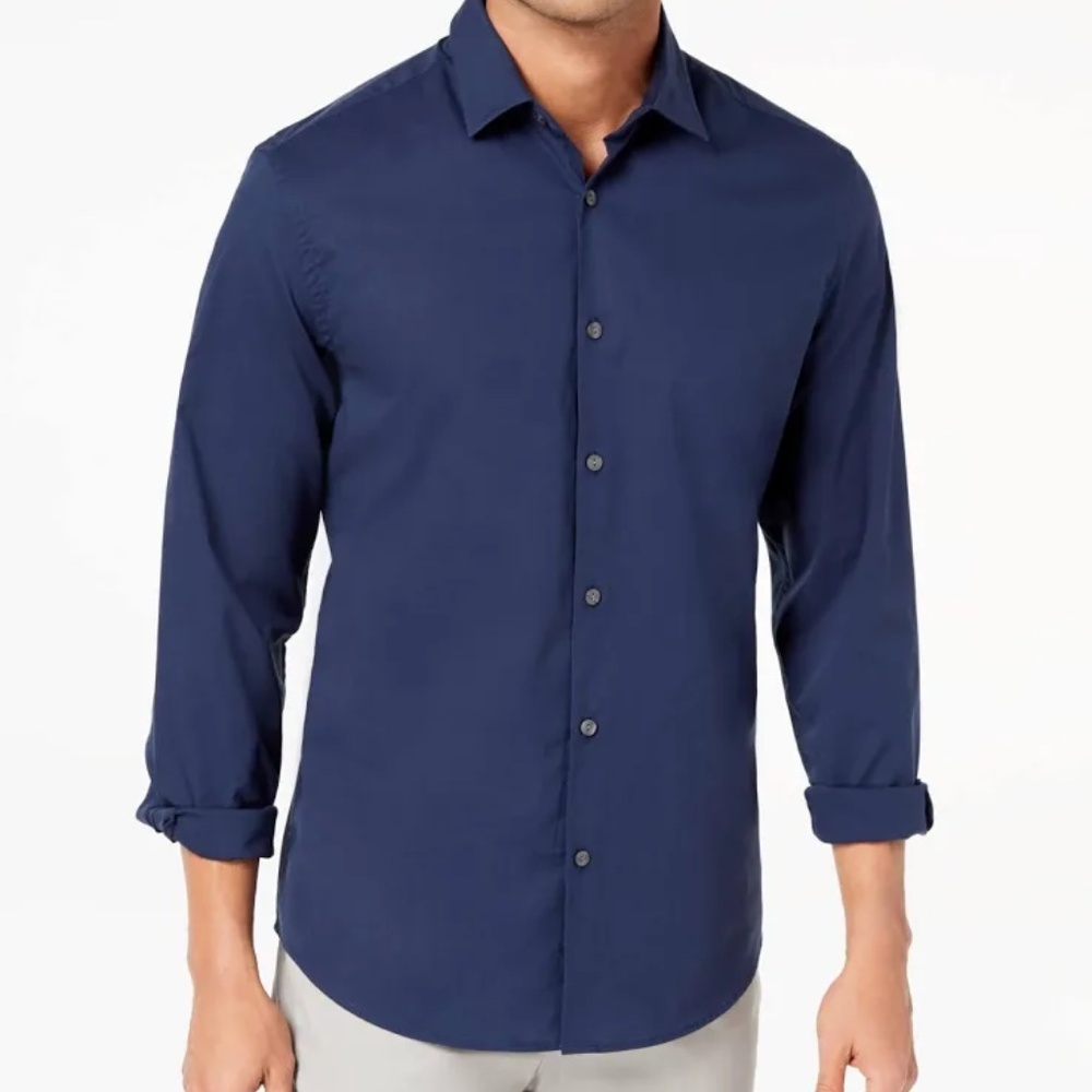 Men’s Dress Shirt, never worn with tags. Size L 16.5 neck size and 34-35 length